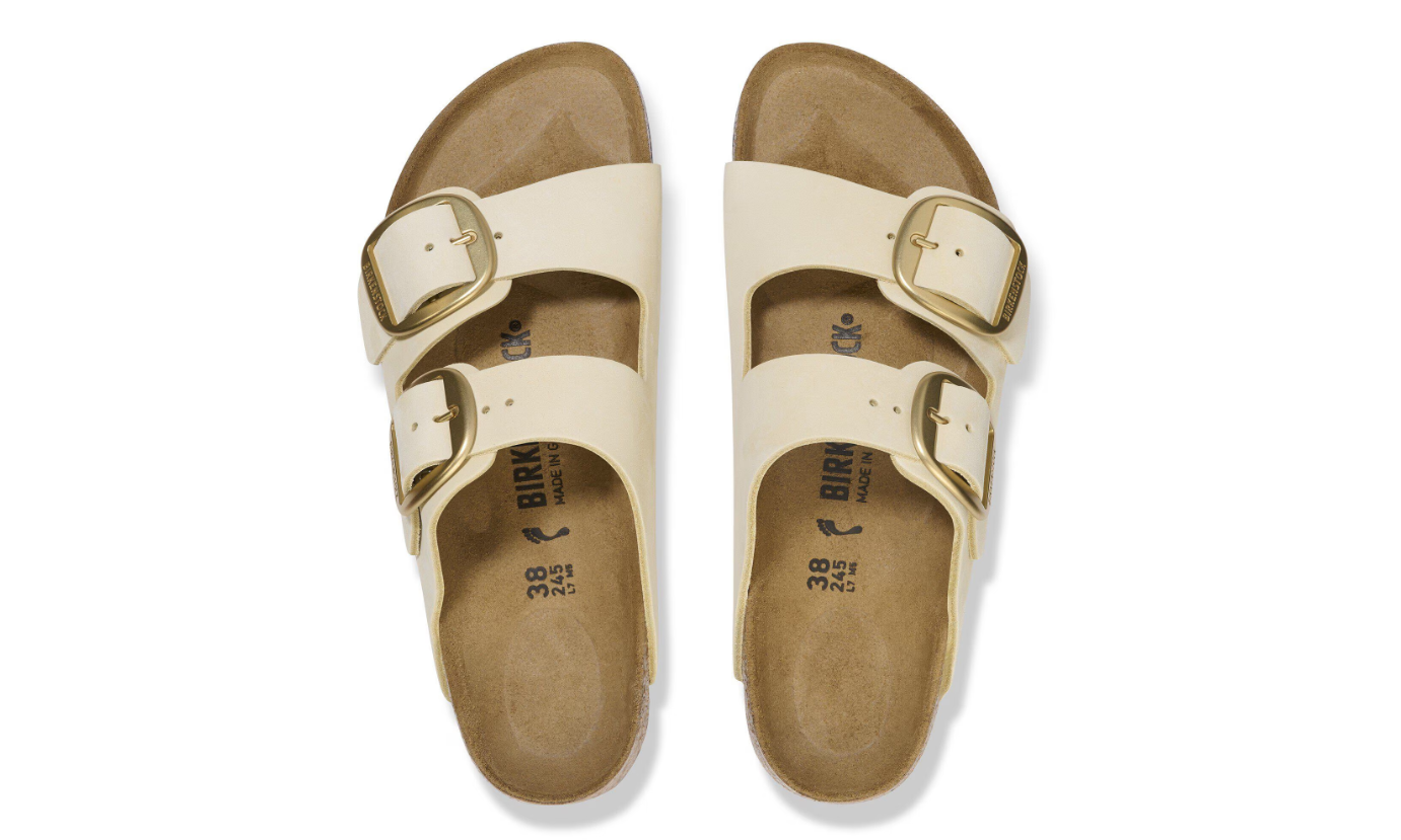 Birkenstock Arizona Big Buckle Nubuck Leather Ecru