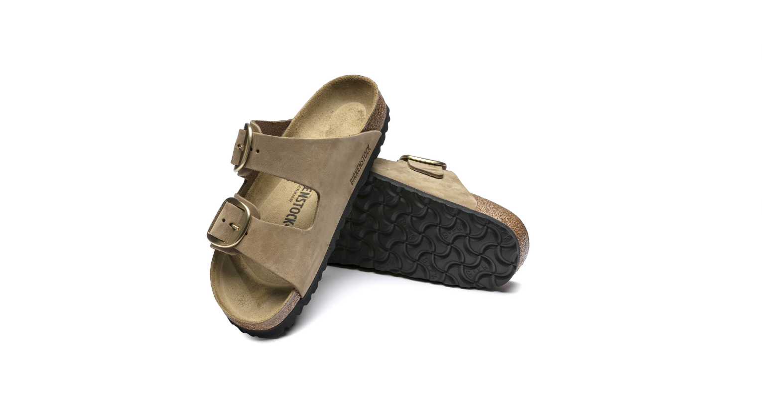 Arizona Big Buckle Nubuck Leather Sandals Mud Green
