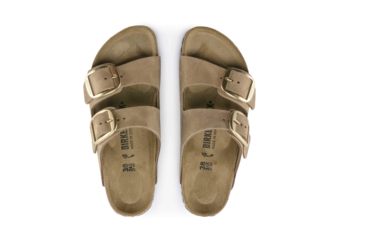 Arizona Big Buckle Nubuck Leather Sandals Mud Green