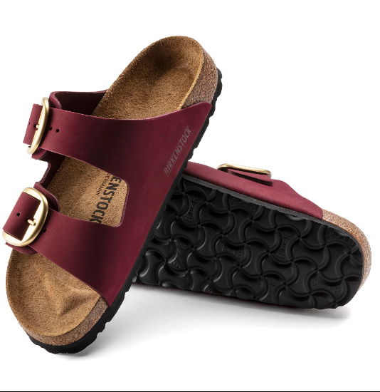 Birkenstock Arizona Big Buckle Nubuck Leather Maroon Sandals