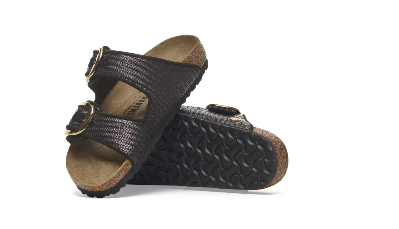 Birkenstock Arizona Big Buckle Raffia Black Sandals