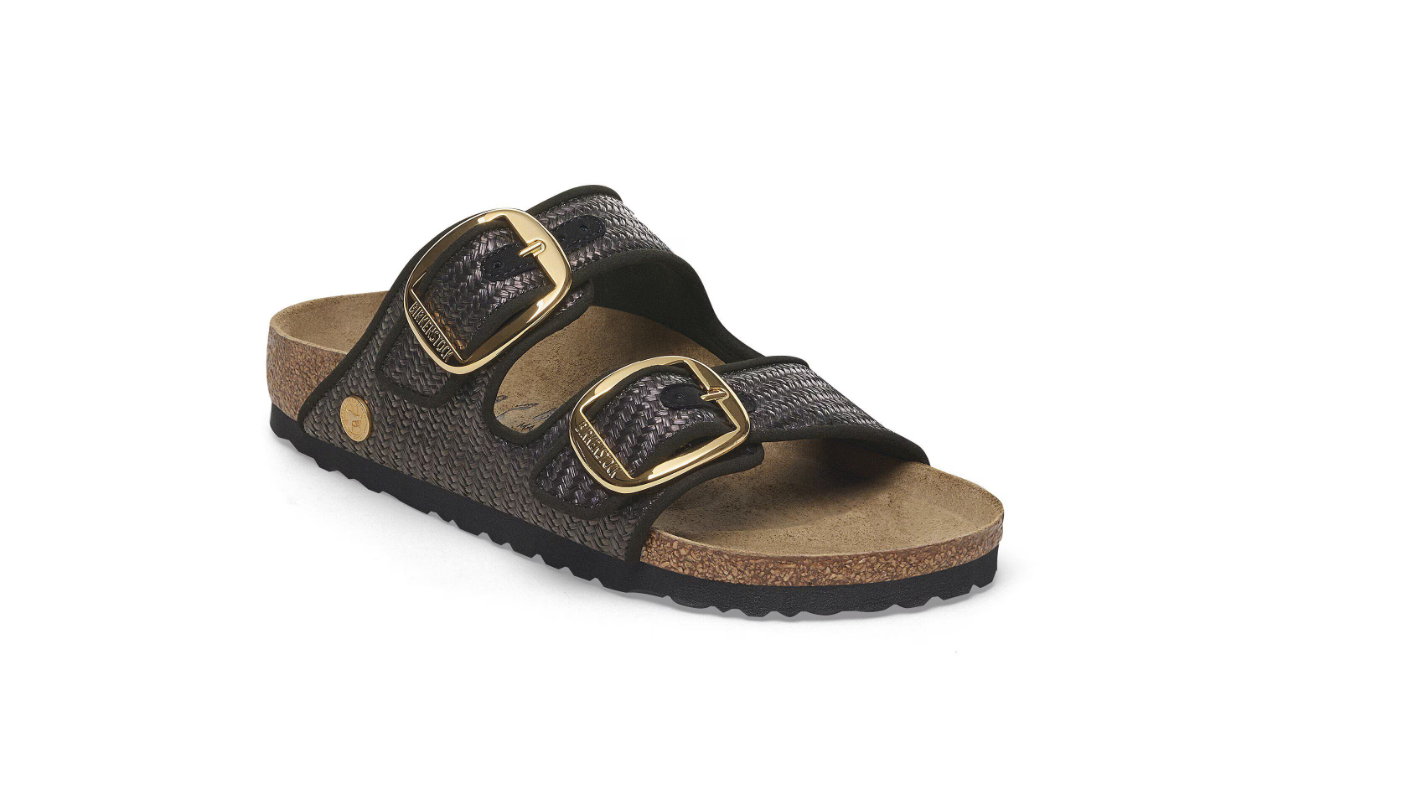 Birkenstock Arizona Big Buckle Raffia Black Sandals