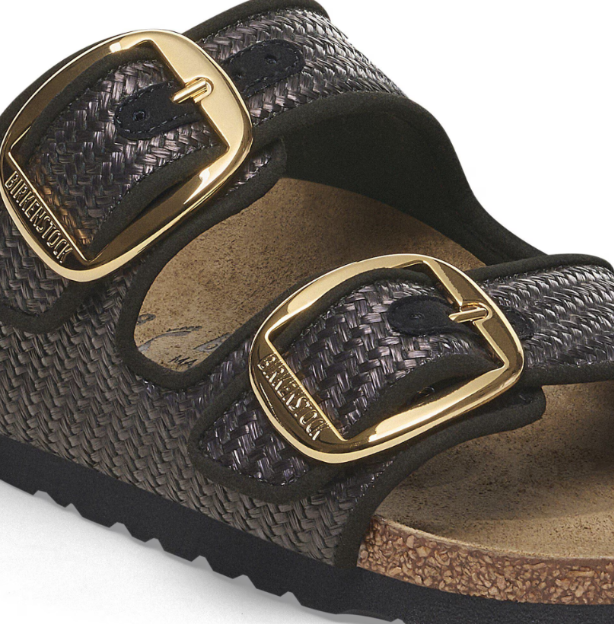 Birkenstock Arizona Big Buckle Raffia Black Sandals