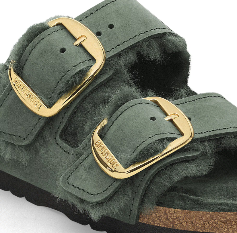Birkenstock Arizona Big Buckle Shearling Oiled Leather Thyme