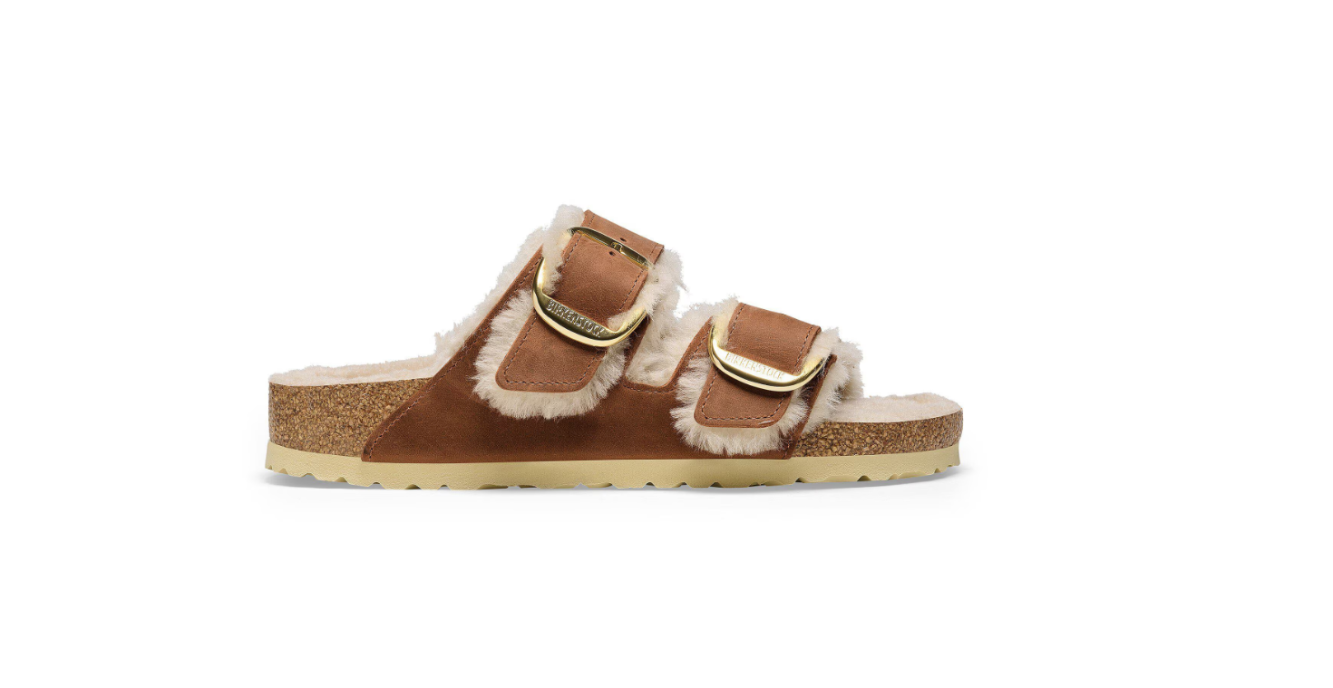 Birkenstock Arizona Big Buckle Shearling Oiled Leather Cognac