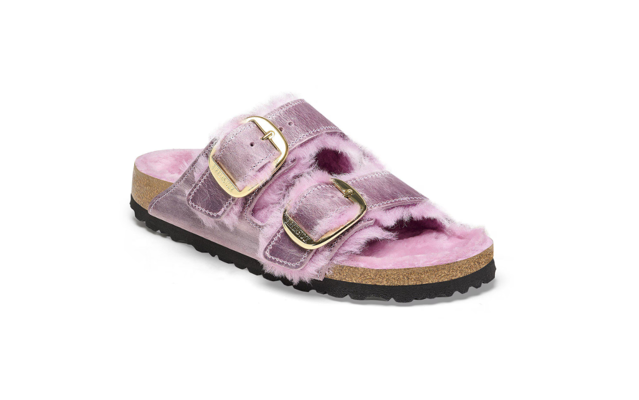 Birkenstock Arizona Big Buckle Shearling Oiled Leather Lavender