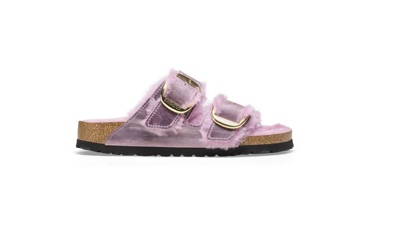 Birkenstock Arizona Big Buckle Shearling Oiled Leather Lavender