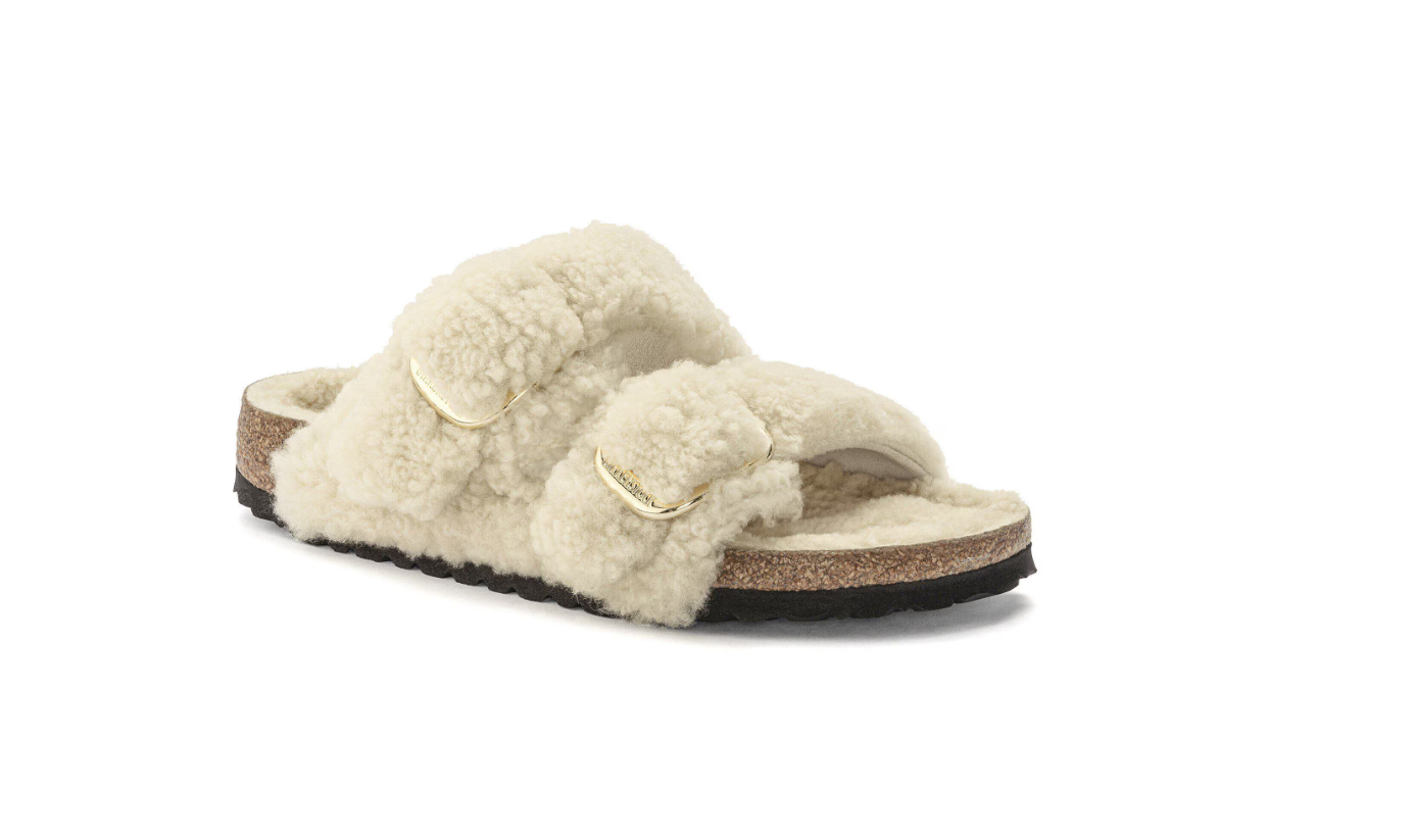 Birkenstock Arizona Big Buckle Shearling Teddy Eggshell Sandals