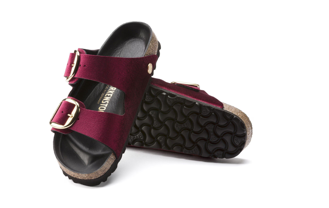 Birkenstock Arizona Big Buckle Velvet Maroon Sandals