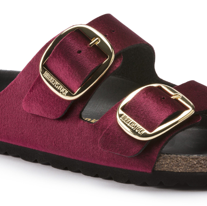 Birkenstock Arizona Big Buckle Velvet Maroon Sandals
