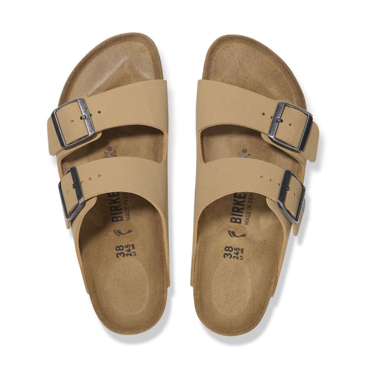 Birkenstock Arizona Birkibuc Latte Cream Sandals