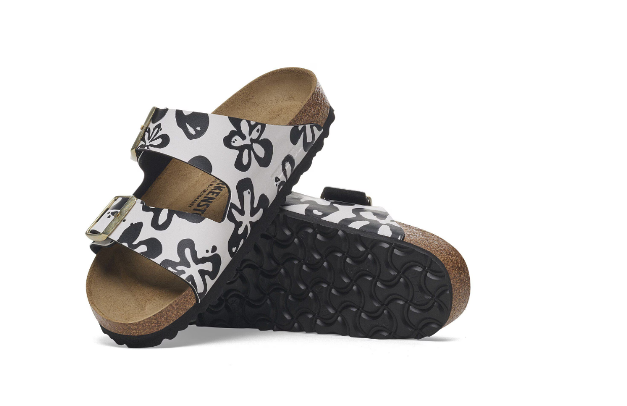 Birkenstock Arizona Birko-Flor Blooms White Black