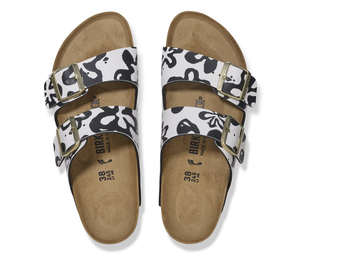 Birkenstock Arizona Birko-Flor Blooms White Black