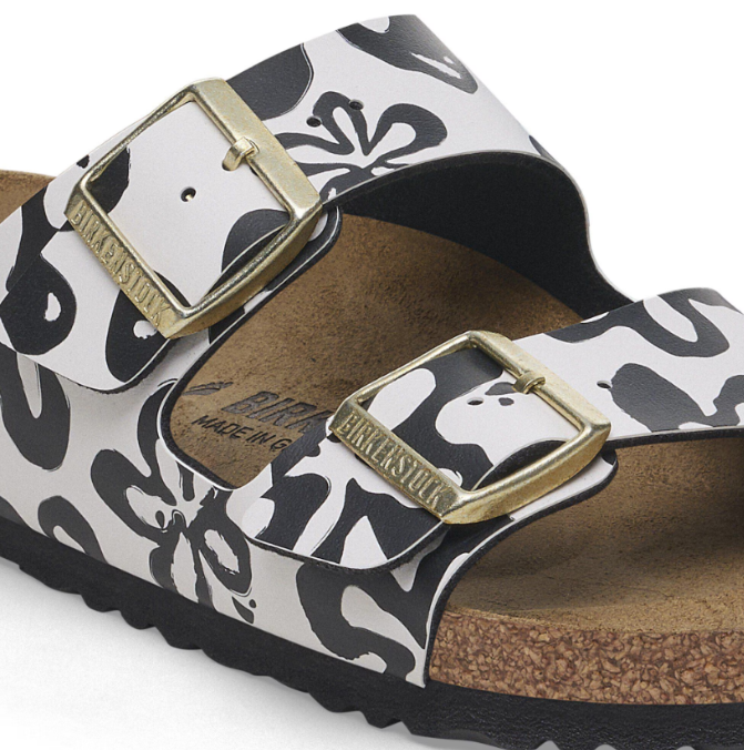 Birkenstock Arizona Birko-Flor Blooms White Black