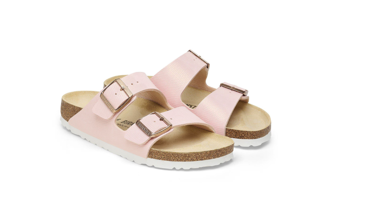 Birkenstock Arizona Birko-Flor Embossed Shiny Lizard Light Rose