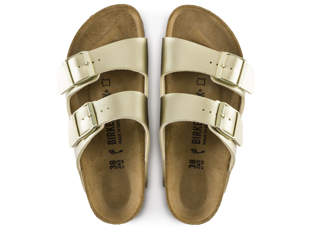 Birkenstock Arizona Birko-Flor Metallic Gold Sandals