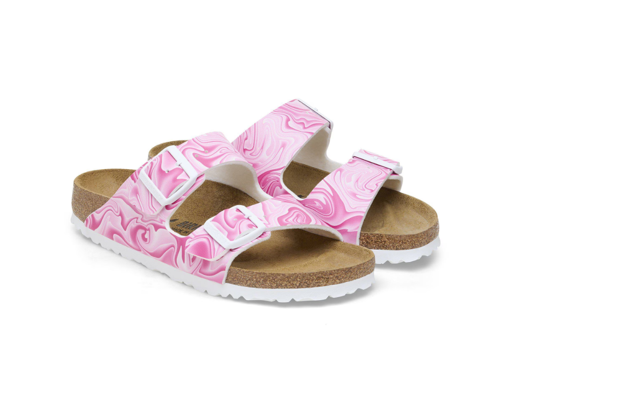 Birkenstock Arizona Birko-Flor Marbletwirl Fuchsia Tulip Sandals