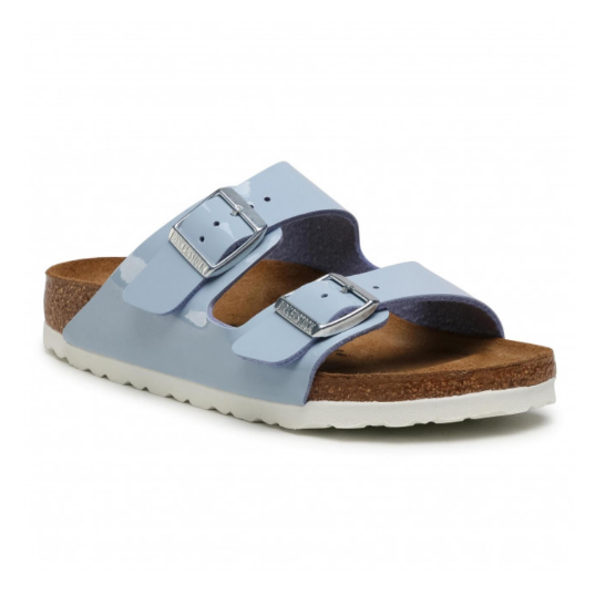 Birkenstock Arizona Birko-Flor Patent Dove Blue Sandals