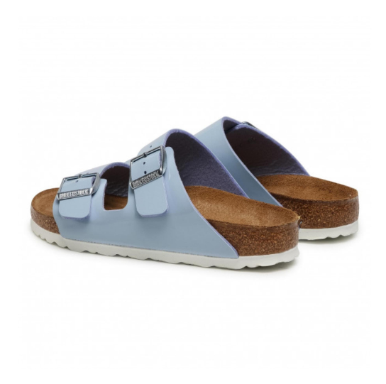 Birkenstock Arizona Birko-Flor Patent Dove Blue Sandals