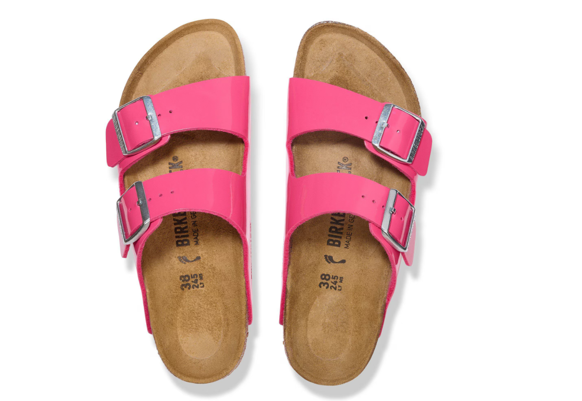 Birkenstock Arizona Birko-Flor Patent Fuchsia Tulip Sandals