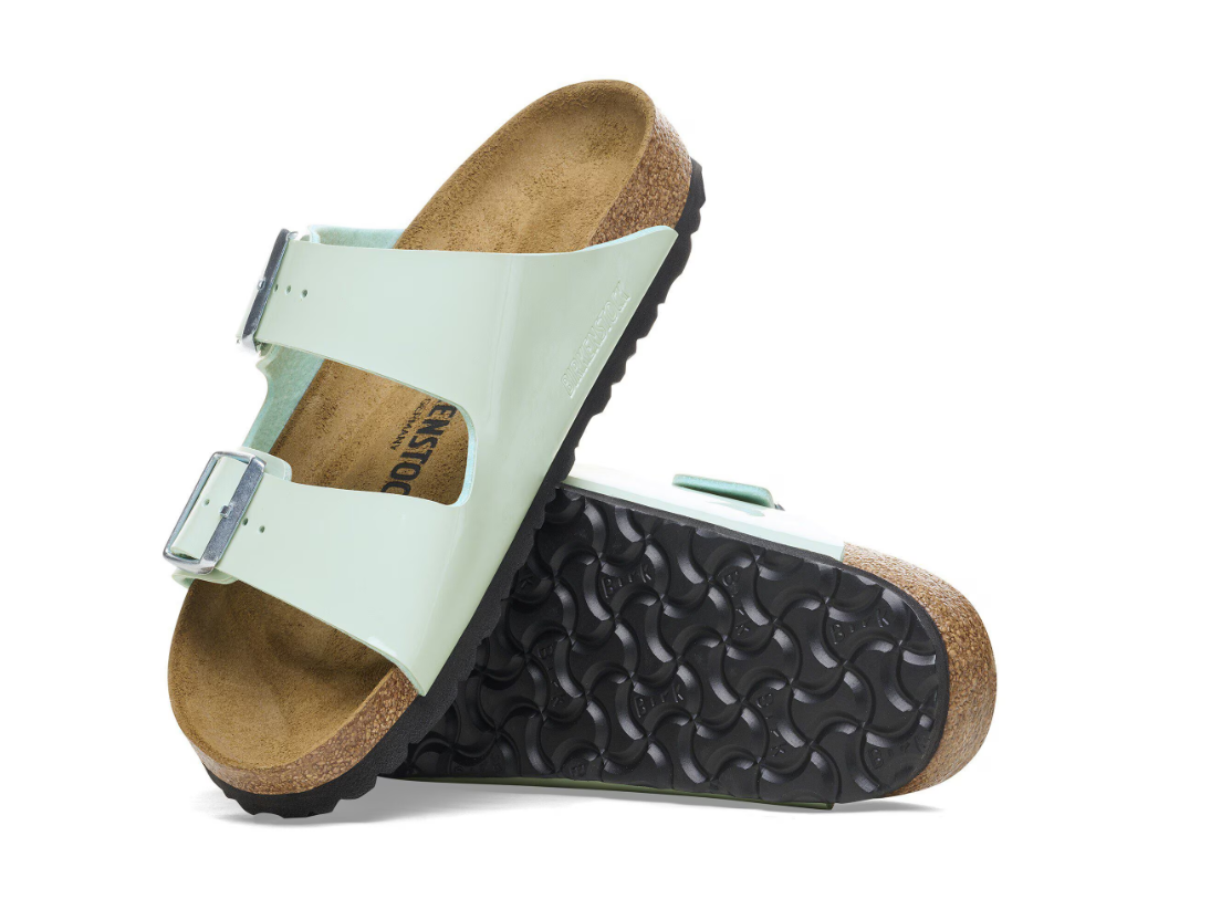Birkenstock Arizona Birko-Flor Patent Surf Green Sandals