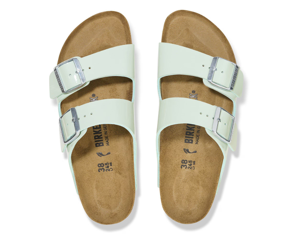 Birkenstock Arizona Birko-Flor Patent Surf Green Sandals