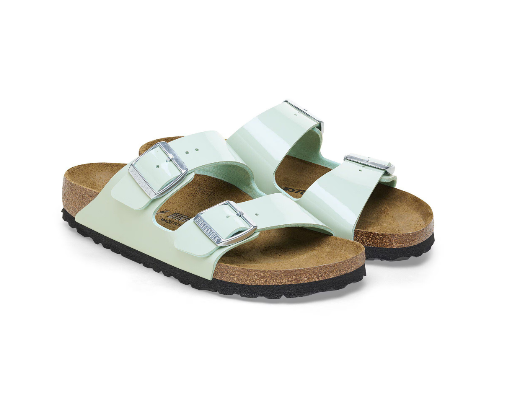 Birkenstock Arizona Birko-Flor Patent Surf Green Sandals