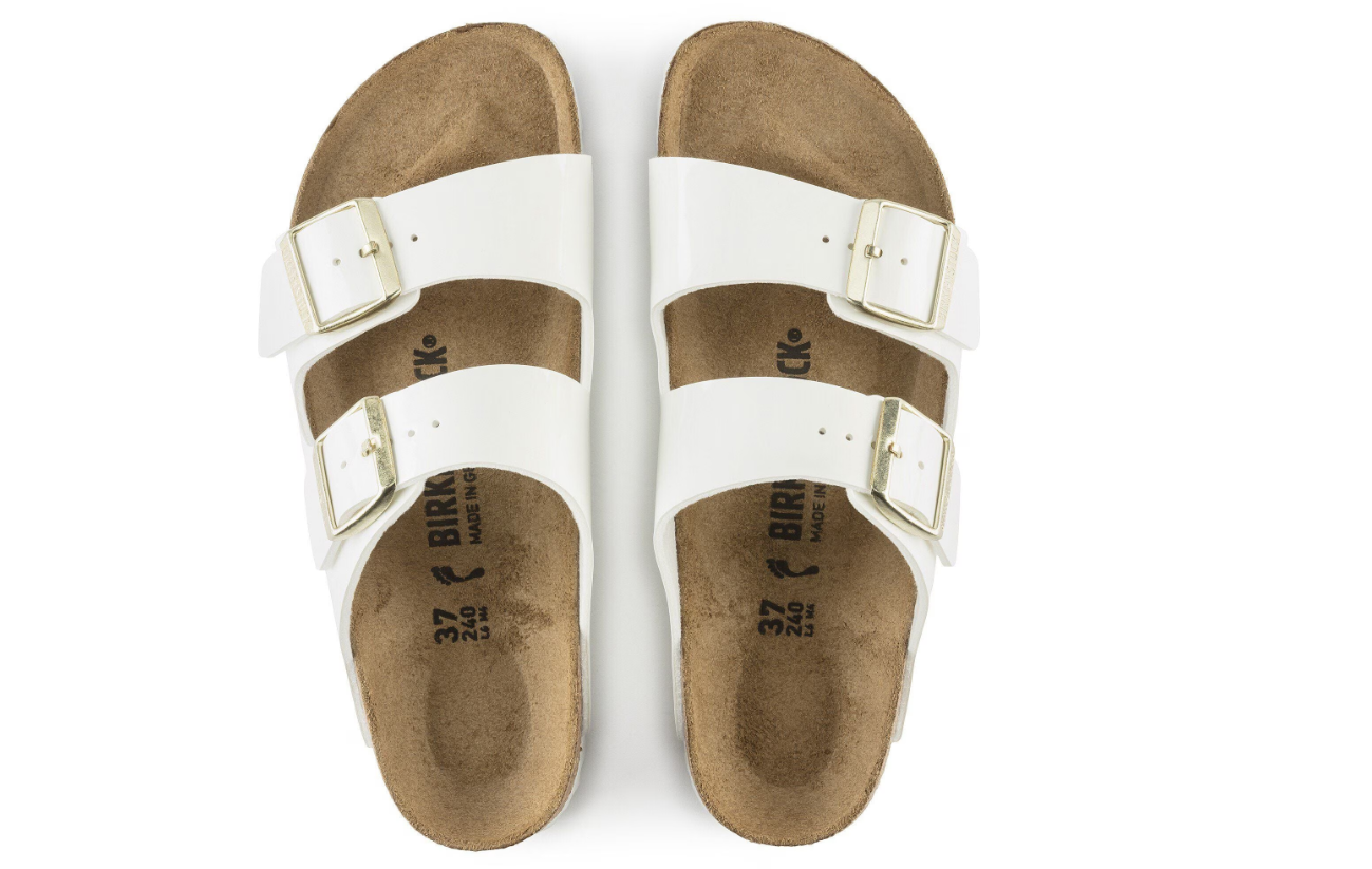 Birkenstock Arizona Birko-Flor Patent White Sandals