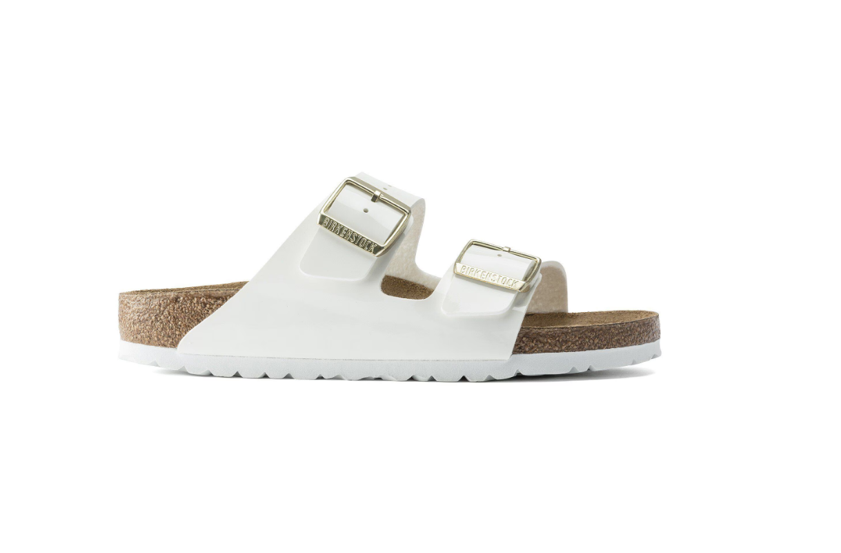 Birkenstock Arizona Birko-Flor Patent White Sandals