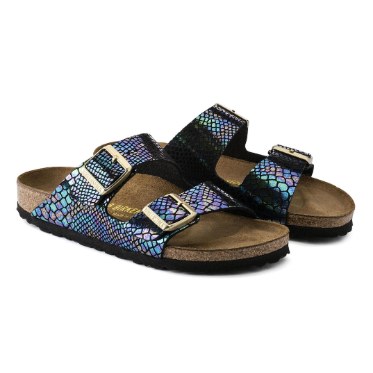 Birkenstock Arizona Birko-Flor Shiny Snake Black Multicolor Sandals