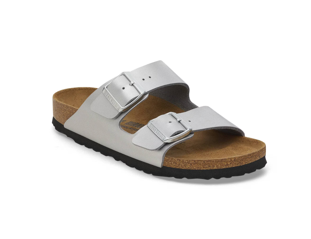 Birkenstock Arizona Birko-Flor Metallic Silver Sandals