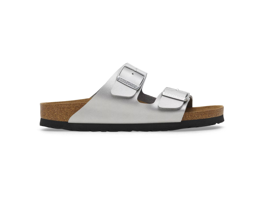 Birkenstock Arizona Birko-Flor Metallic Silver Sandals