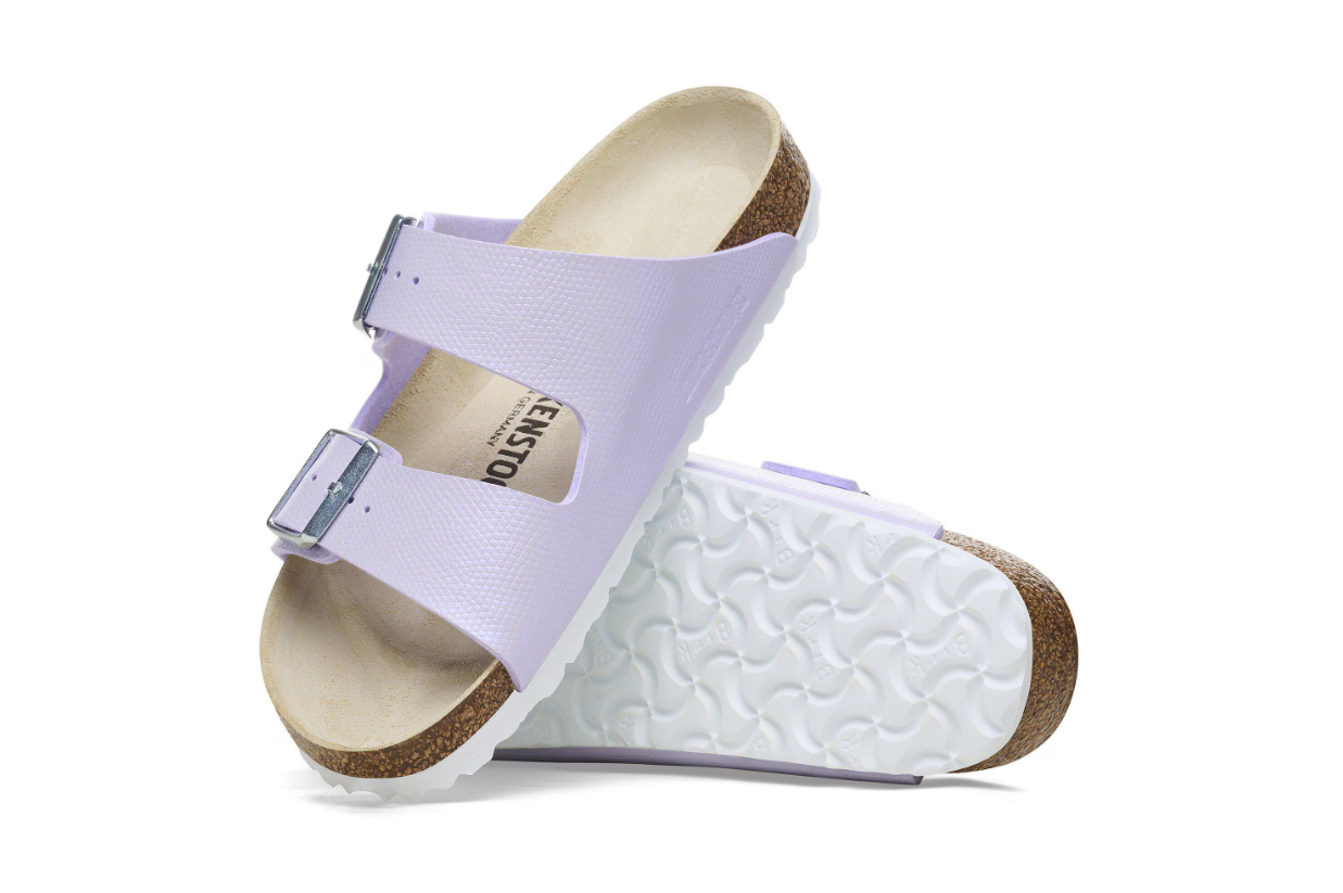 Birkenstock Arizona Birko-Flor Embossed Shiny Lizard Purple Fog Sandals