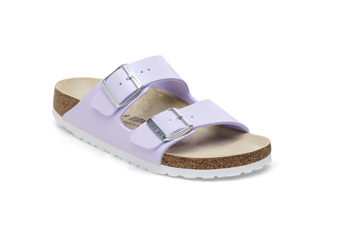 Birkenstock Arizona Birko-Flor Embossed Shiny Lizard Purple Fog Sandals