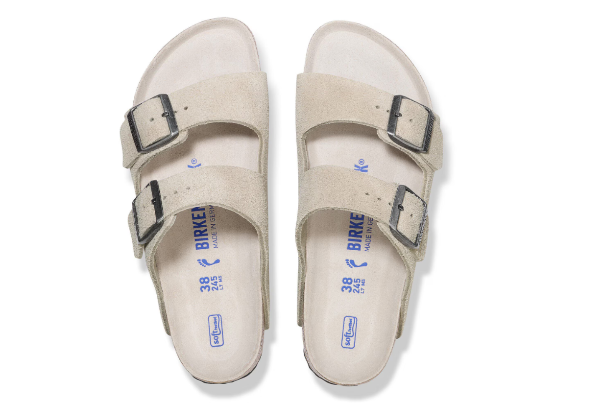 Birkenstock Arizona Soft Footbed Suede Leather Oyster Tonal