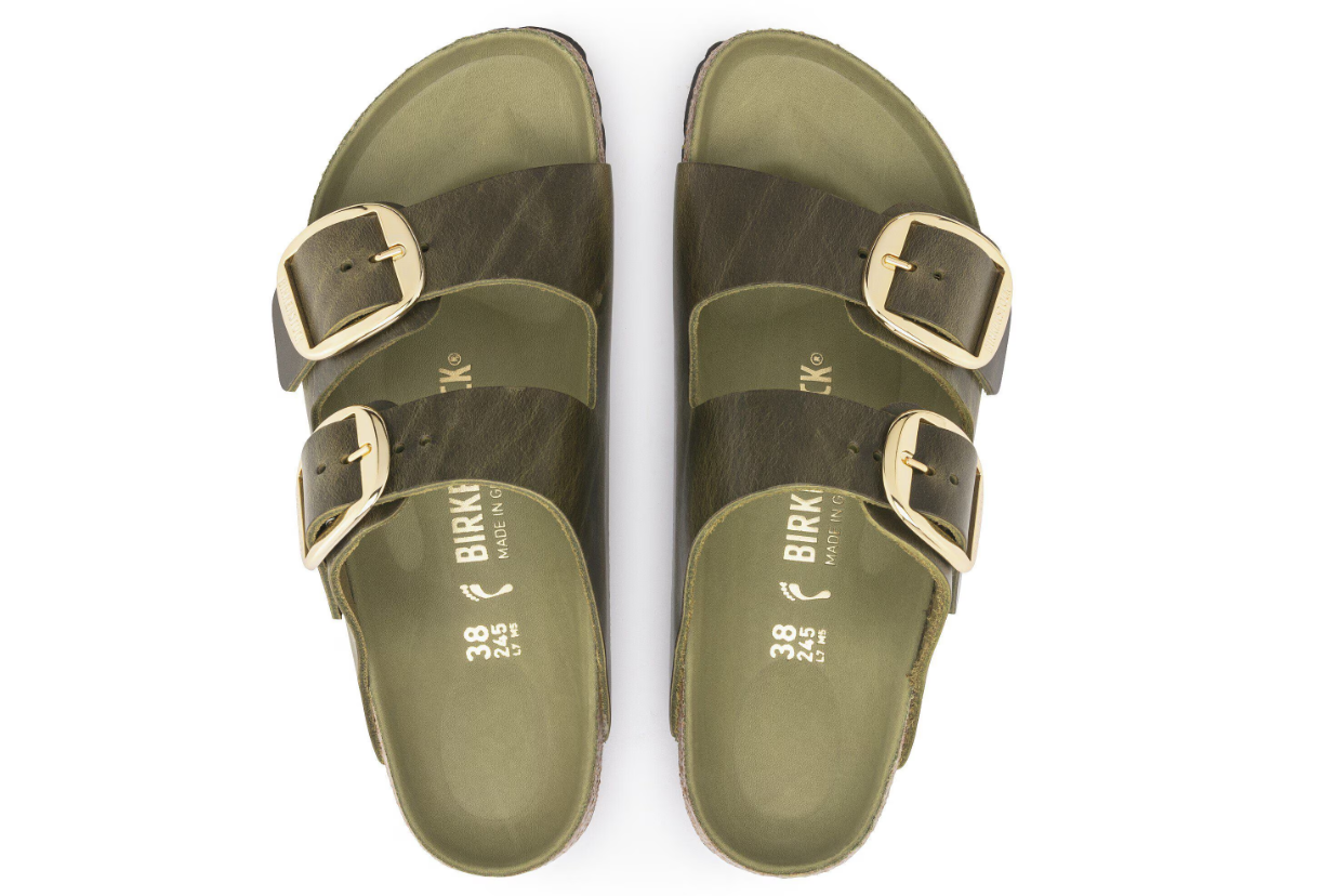 Birkenstock Arizona Big Buckle Oiled Leather Olive Green Sandals