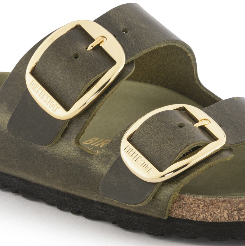 Birkenstock Arizona Big Buckle Oiled Leather Olive Green Sandals