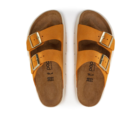 Birkenstock Arizona Chunky Suede Leather Apricot Platform Sandals