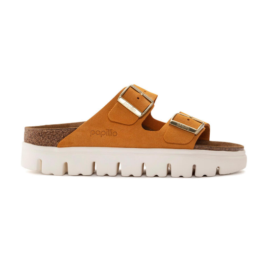 Birkenstock Arizona Chunky Suede Leather Apricot Platform Sandals