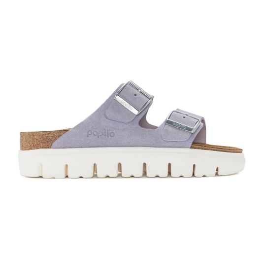Birkenstock Arizona Chunky Suede Leather Purple Fog Platform Sandals