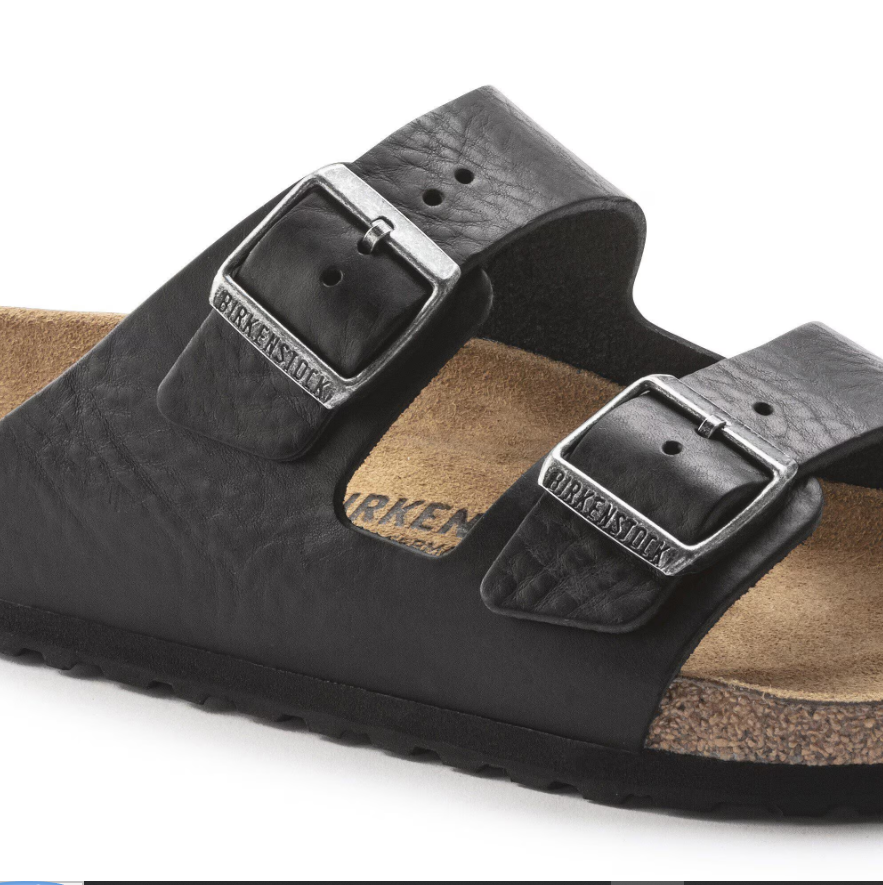 Birkenstock Arizona Grip Natural Leather Vintage Wood Black