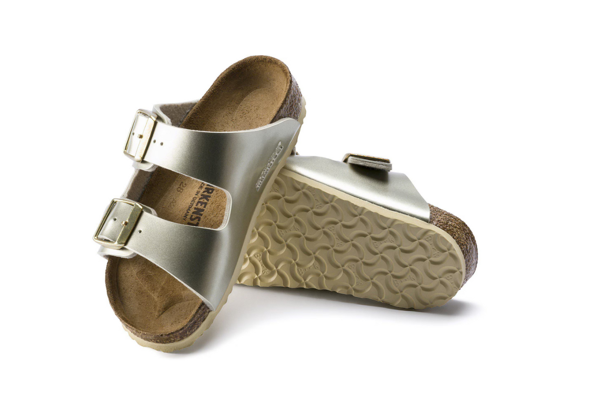 Birkenstock Arizona Kids Birko-Flor Electric Metallic Gold Sandals - Gold, Narrow