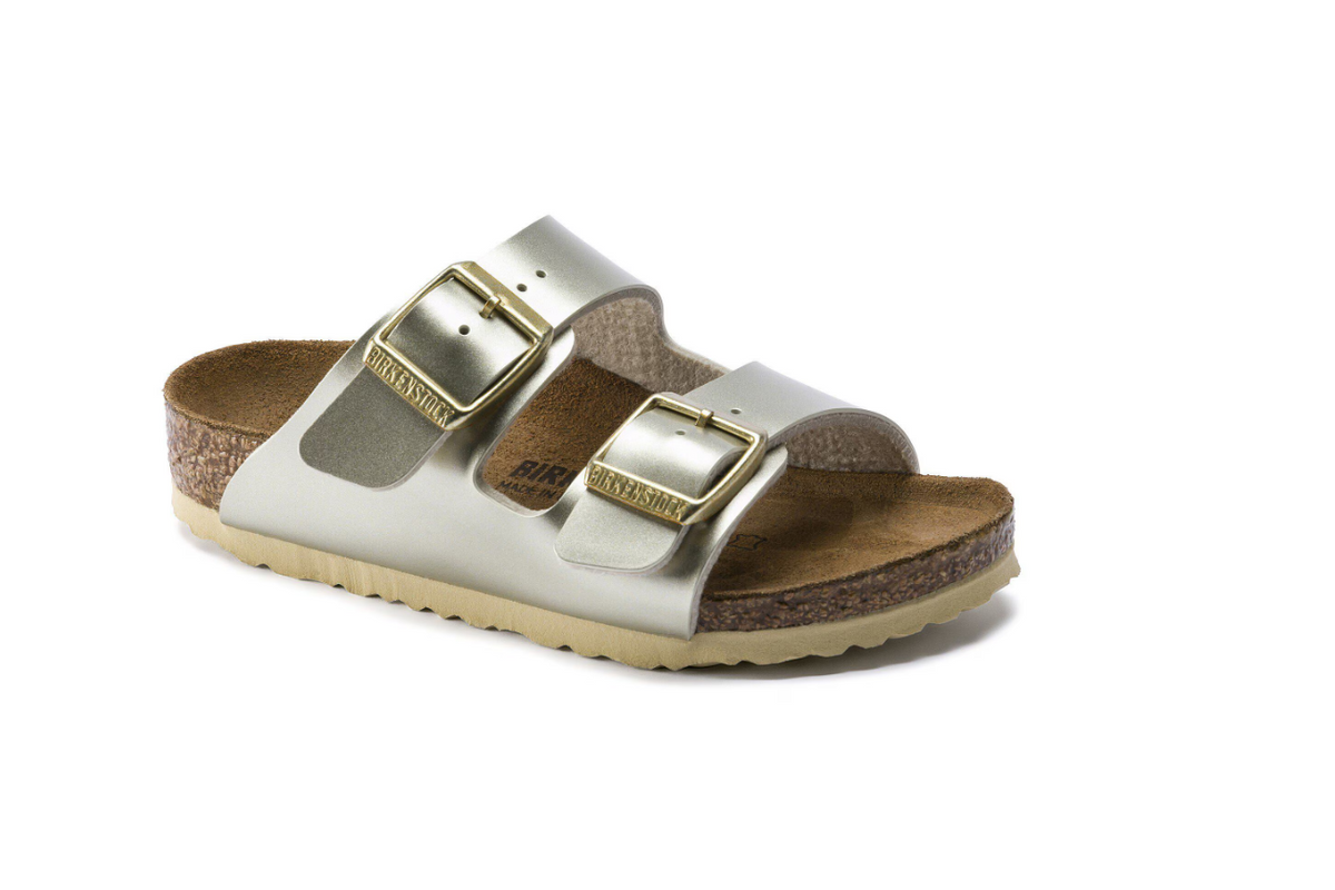 Birkenstock Arizona Kids Birko-Flor Electric Metallic Gold Sandals - Gold, Narrow
