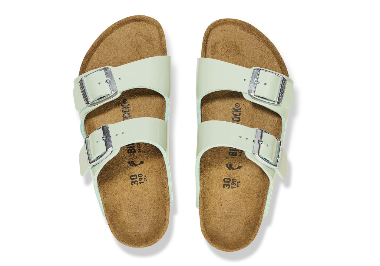 Birkenstock Arizona Kids Birko-Flor Patent Sandals Patent Surf Green