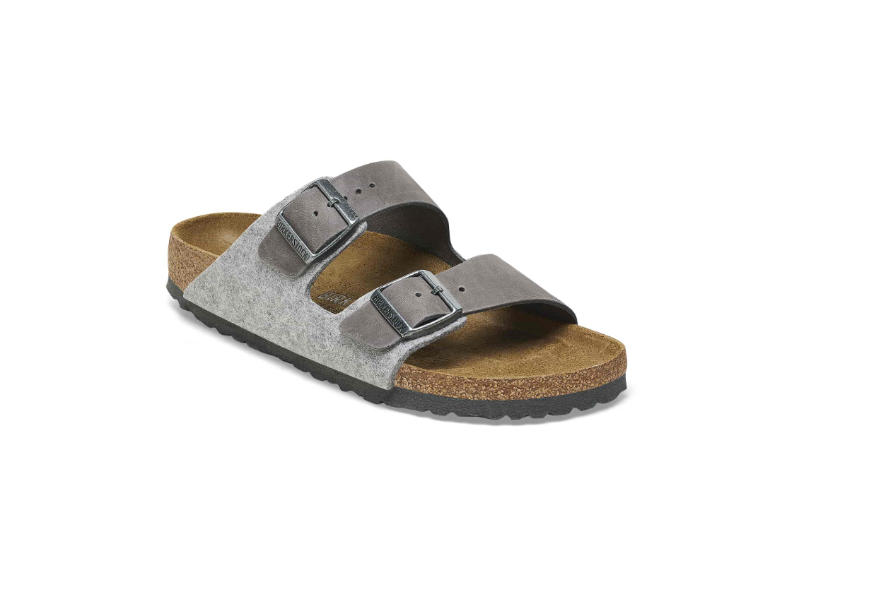 Birkenstock Arizona Leather Textile Light Gray Sandals