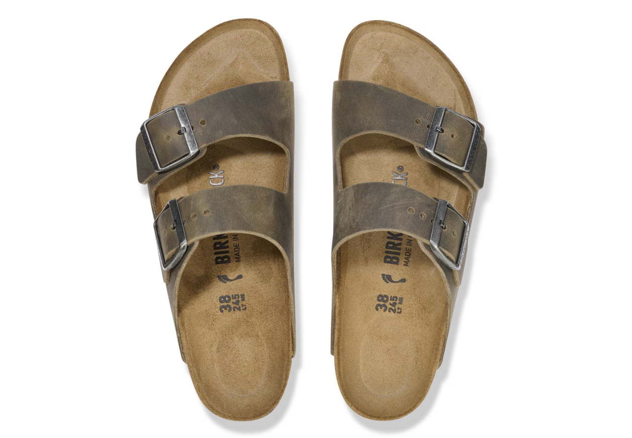 Birkenstock Arizona Oiled Leather Faded Khaki Sandals
