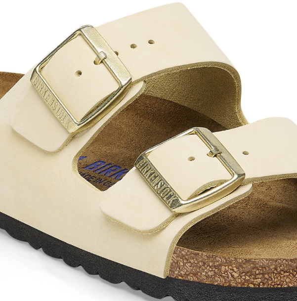 Birkenstock Arizona Soft Footbed Nubuck Leather Sandals Ecru