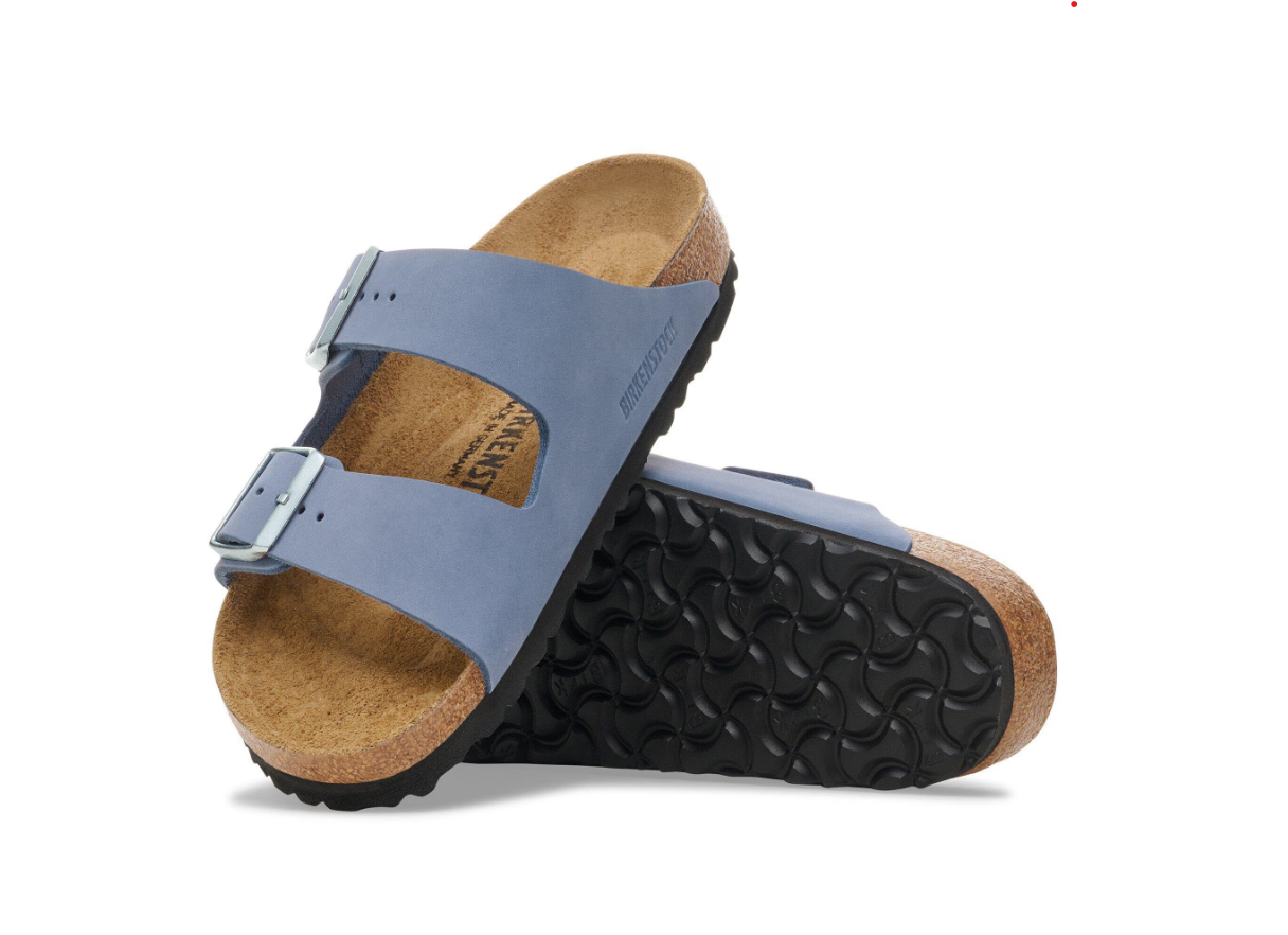 Birkenstock Arizona Nubuck Leather Sandals Stone Blue