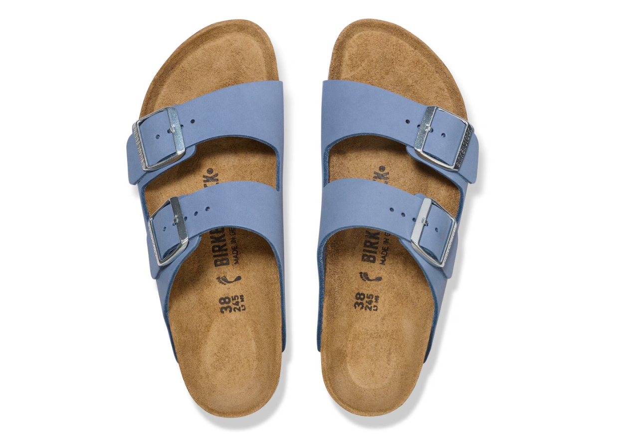 Birkenstock Arizona Nubuck Leather Sandals Stone Blue