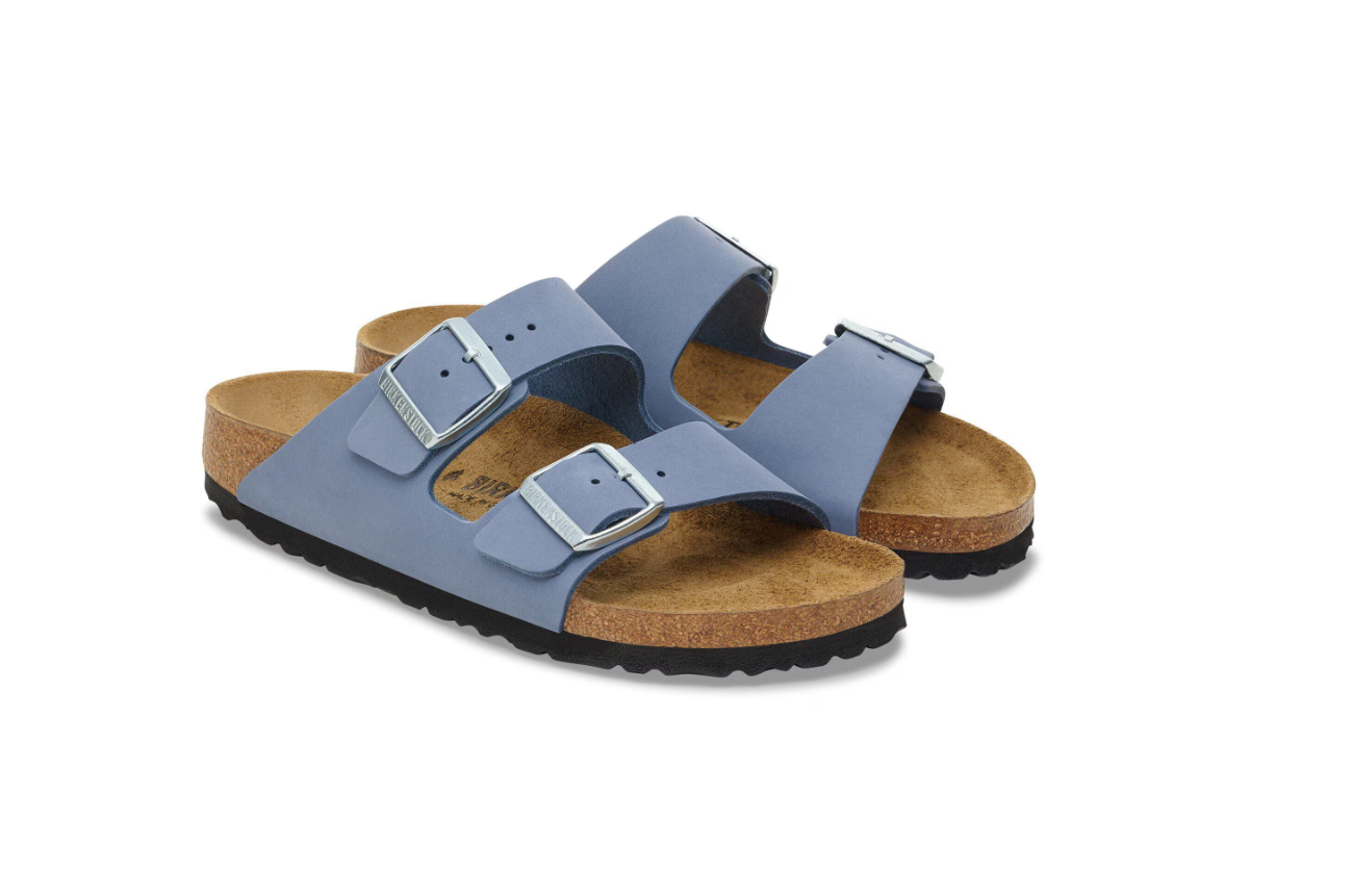 Birkenstock Arizona Nubuck Leather Sandals Stone Blue
